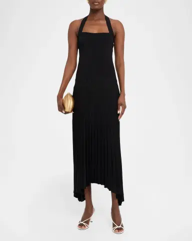 MARIA MCMANUS Semi-Sheer Pleated Halter Midi Dress | Thumbnail 2 MARIA MCMANUS Semi-Sheer Pleated Halter Midi Dress | Thumbnail 2