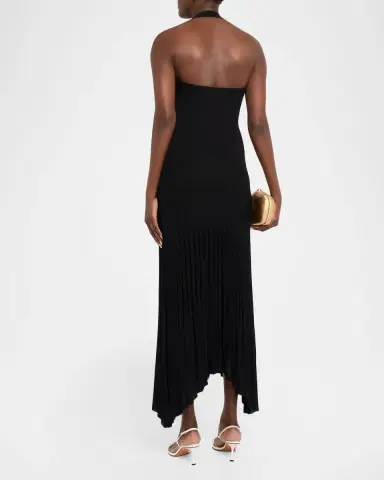 MARIA MCMANUS Semi-Sheer Pleated Halter Midi Dress | Thumbnail 3 MARIA MCMANUS Semi-Sheer Pleated Halter Midi Dress | Thumbnail 3