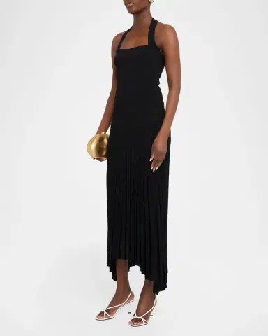 MARIA MCMANUS Semi-Sheer Pleated Halter Midi Dress | Thumbnail 4 MARIA MCMANUS Semi-Sheer Pleated Halter Midi Dress | Thumbnail 4