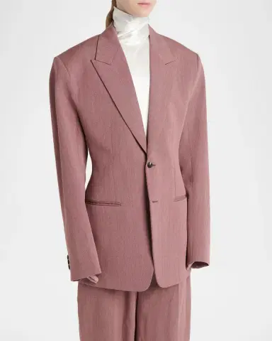Bottega Veneta Oversized Wool-Linen Single-Breasted Jacket | Thumbnail 4 Bottega Veneta Oversized Wool-Linen Single-Breasted Jacket | Thumbnail 4