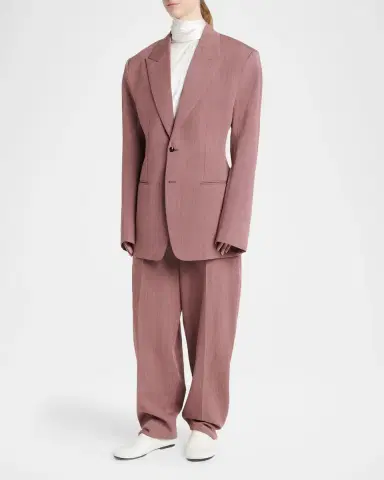 Bottega Veneta Oversized Wool-Linen Single-Breasted Jacket | Thumbnail 6 Bottega Veneta Oversized Wool-Linen Single-Breasted Jacket | Thumbnail 6