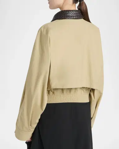 Bottega Veneta Intrecciato Collar Cotton Blouson Jacket | Thumbnail 2