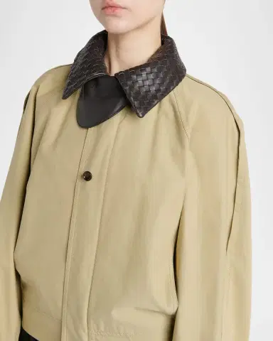 Bottega Veneta Intrecciato Collar Cotton Blouson Jacket | Thumbnail 4