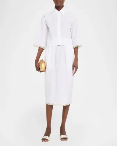 Maria McManus Lace-Trim Short-Sleeve Crop Button-Down Shirt | Thumbnail 2 Maria McManus Lace-Trim Short-Sleeve Crop Button-Down Shirt | Thumbnail 2