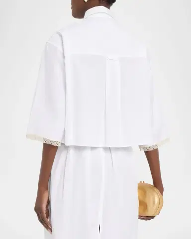 Maria McManus Lace-Trim Short-Sleeve Crop Button-Down Shirt | Thumbnail 3 Maria McManus Lace-Trim Short-Sleeve Crop Button-Down Shirt | Thumbnail 3