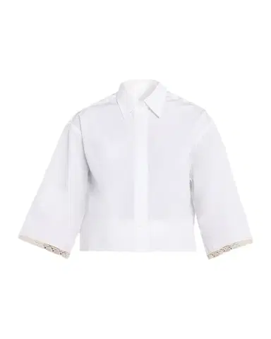 Maria McManus Lace-Trim Short-Sleeve Crop Button-Down Shirt | Thumbnail 1 Maria McManus Lace-Trim Short-Sleeve Crop Button-Down Shirt | Thumbnail 1