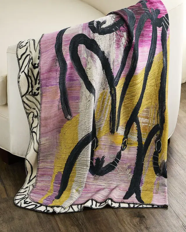 Hunt Slonem Best Bunnies Reversible Throw Blanket, 60" x 80"