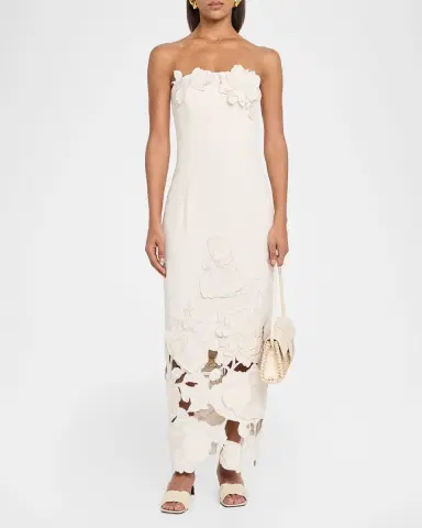LEO LIN Rayna Strapless Floral Applique Column Maxi Dress | Thumbnail 2 LEO LIN Rayna Strapless Floral Applique Column Maxi Dress | Thumbnail 2