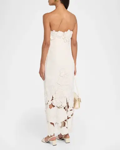 LEO LIN Rayna Strapless Floral Applique Column Maxi Dress | Thumbnail 3 LEO LIN Rayna Strapless Floral Applique Column Maxi Dress | Thumbnail 3