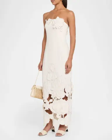 LEO LIN Rayna Strapless Floral Applique Column Maxi Dress | Thumbnail 4 LEO LIN Rayna Strapless Floral Applique Column Maxi Dress | Thumbnail 4
