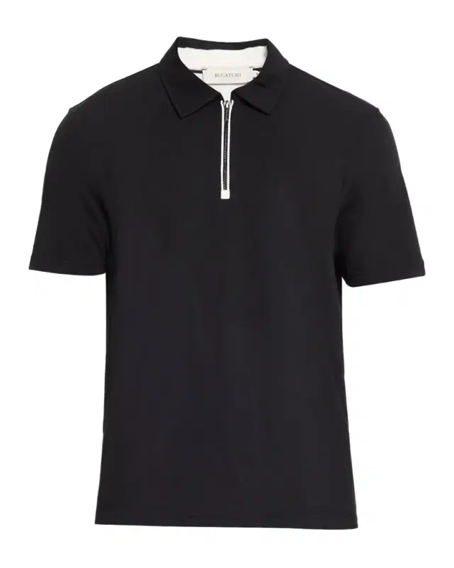 Bugatchi Men 's Quarter-Zip Melange Performance Knit Polo Shirt