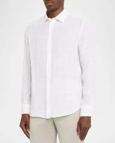 Bugatchi Men's Julian Tonal Windowpane-Print Sport Shirt | Thumbnail 4 Bugatchi Men's Julian Tonal Windowpane-Print Sport Shirt | Thumbnail 4