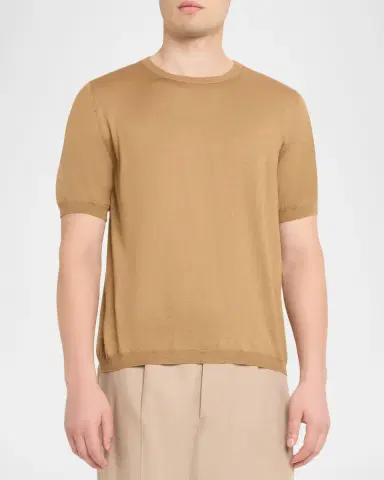 Isaia Men's Cashmere-Silk Short-Sleeve Shirt | Thumbnail 3 Isaia Men's Cashmere-Silk Short-Sleeve Shirt | Thumbnail 3