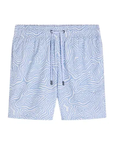 Bugatchi Men's Cruz Mid-Length Wave-Print Swim Trunks | Thumbnail 1 Bugatchi Men's Cruz Mid-Length Wave-Print Swim Trunks | Thumbnail 1