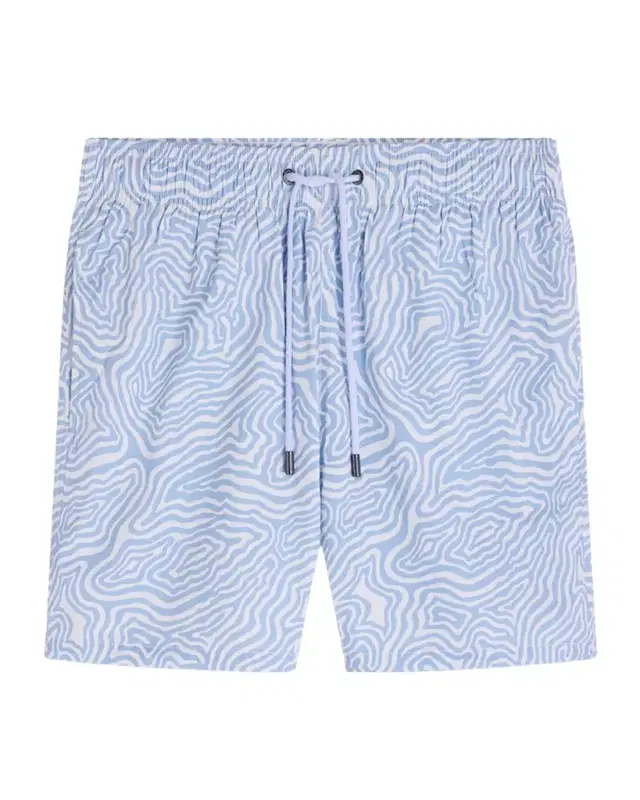 Men 's Cruz Mid-Length Wave-Print Swim Trunks