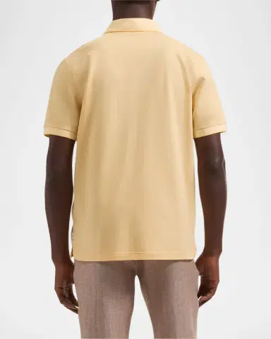 Bugatchi Men's Performance Micro-Herringbone Johnny Collar Polo Shirt | Thumbnail 2 Bugatchi Men's Performance Micro-Herringbone Johnny Collar Polo Shirt | Thumbnail 2