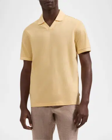 Bugatchi Men's Performance Micro-Herringbone Johnny Collar Polo Shirt | Thumbnail 3 Bugatchi Men's Performance Micro-Herringbone Johnny Collar Polo Shirt | Thumbnail 3