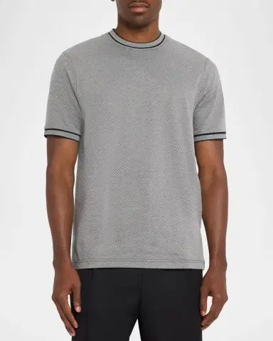 Bugatchi Men's Micro-Check Jersey Performance T-Shirt | Thumbnail 4 Bugatchi Men's Micro-Check Jersey Performance T-Shirt | Thumbnail 4