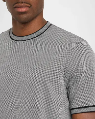 Bugatchi Men's Micro-Check Jersey Performance T-Shirt | Thumbnail 5 Bugatchi Men's Micro-Check Jersey Performance T-Shirt | Thumbnail 5