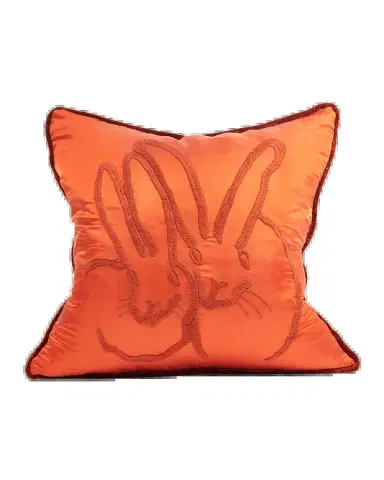 Hunt Slonem Embroidered Silk & Velvet Bunny Pillow, 20" Square | Thumbnail 2 Hunt Slonem Embroidered Silk & Velvet Bunny Pillow, 20" Square | Thumbnail 2