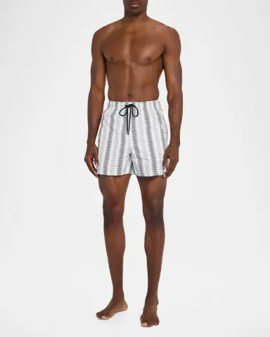 Bugatchi Men's Cruz Mid-Length Diamond Stripe Swim Trunks | Thumbnail 2 Bugatchi Men's Cruz Mid-Length Diamond Stripe Swim Trunks | Thumbnail 2