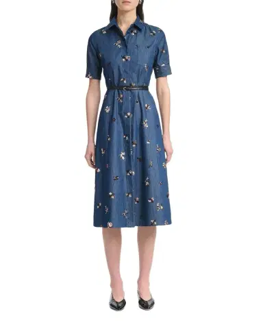 Altuzarra Kieran Sequined Floral Denim Midi Shirtdress With Belt | Thumbnail 1 Altuzarra Kieran Sequined Floral Denim Midi Shirtdress With Belt | Thumbnail 1