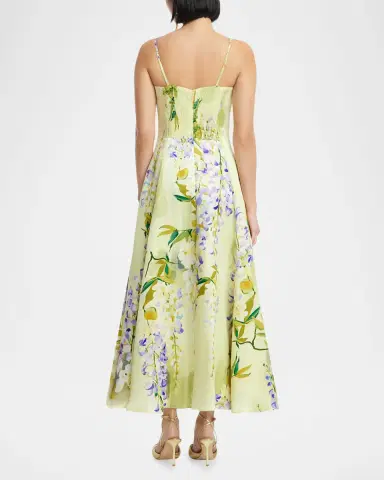 LEO LIN Mariela Belted Floral-Print Sweetheart Midi Dress | Thumbnail 3 LEO LIN Mariela Belted Floral-Print Sweetheart Midi Dress | Thumbnail 3