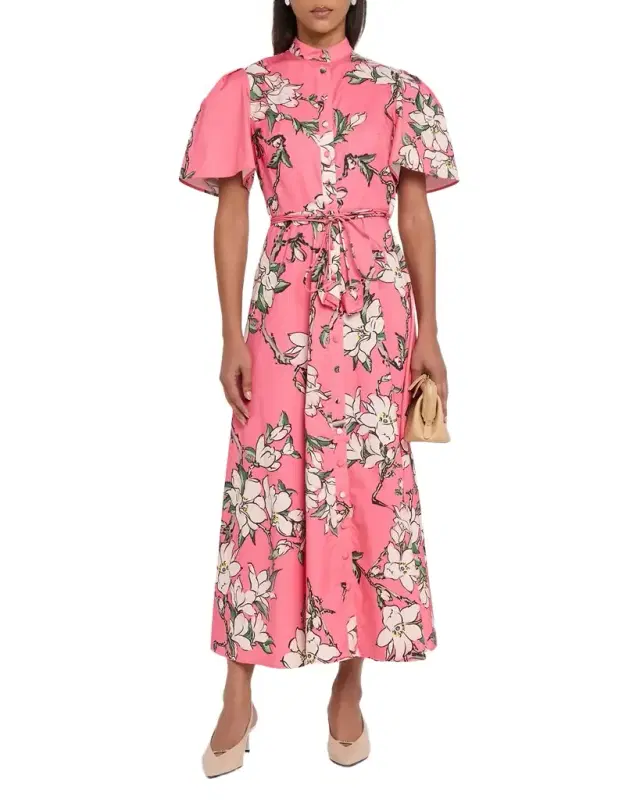Bianca Floral-Print Cotton Midi Dress
