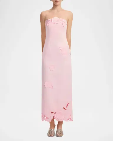 LEO LIN Rayna Strapless Floral Applique Column Gown | Thumbnail 2 LEO LIN Rayna Strapless Floral Applique Column Gown | Thumbnail 2