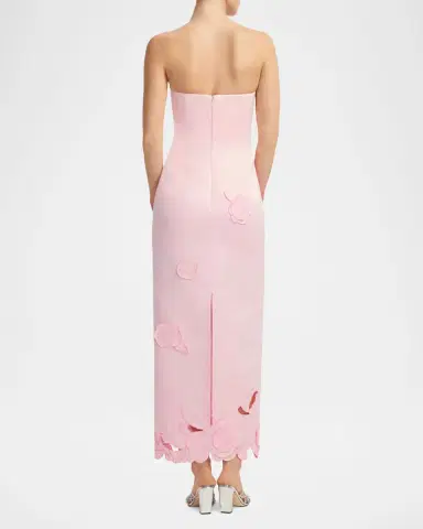 LEO LIN Rayna Strapless Floral Applique Column Gown | Thumbnail 3 LEO LIN Rayna Strapless Floral Applique Column Gown | Thumbnail 3