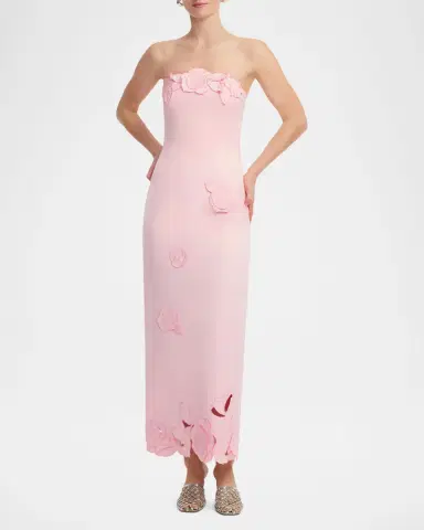 LEO LIN Rayna Strapless Floral Applique Column Gown | Thumbnail 4 LEO LIN Rayna Strapless Floral Applique Column Gown | Thumbnail 4