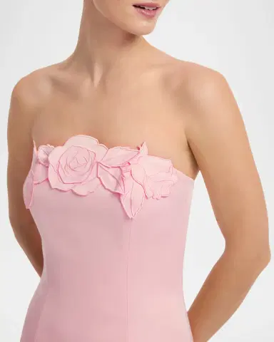 LEO LIN Rayna Strapless Floral Applique Column Gown | Thumbnail 5 LEO LIN Rayna Strapless Floral Applique Column Gown | Thumbnail 5