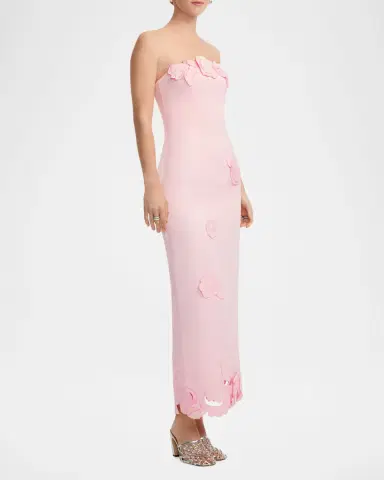 LEO LIN Rayna Strapless Floral Applique Column Gown | Thumbnail 7 LEO LIN Rayna Strapless Floral Applique Column Gown | Thumbnail 7