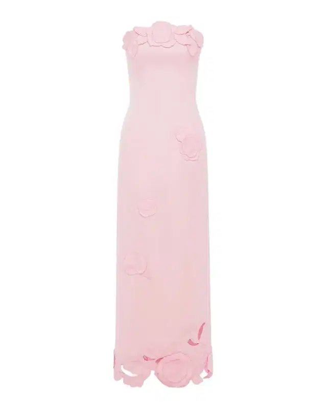 LEO LIN Rayna Strapless Floral Applique Column Gown