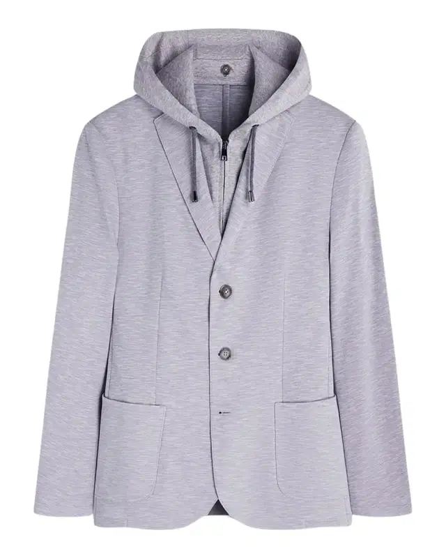 Bugatchi Men 's Three-Button Blazer with Hooded Bib