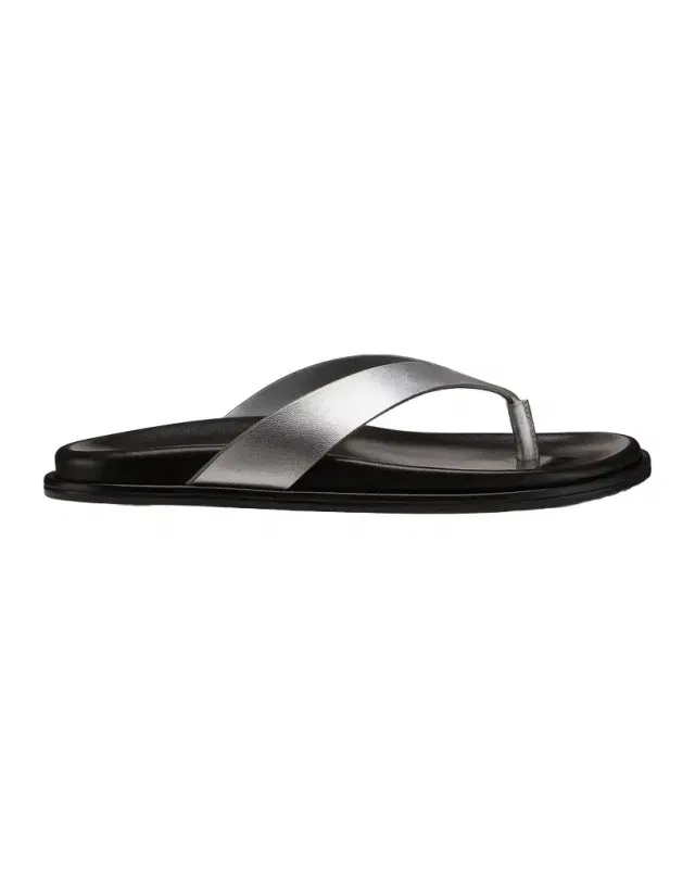Stuart Weitzman Mary Kate Metallic Leather Thong Sandals