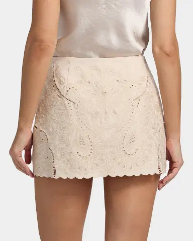 Kobi Halperin Natalie Embroidered Cotton-Linen Mini Skirt | Thumbnail 2