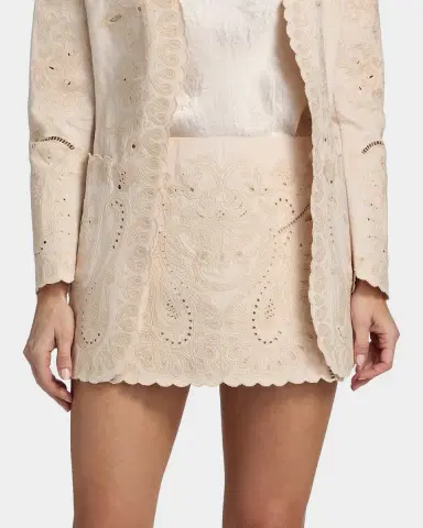 Kobi Halperin Natalie Embroidered Cotton-Linen Mini Skirt | Thumbnail 3