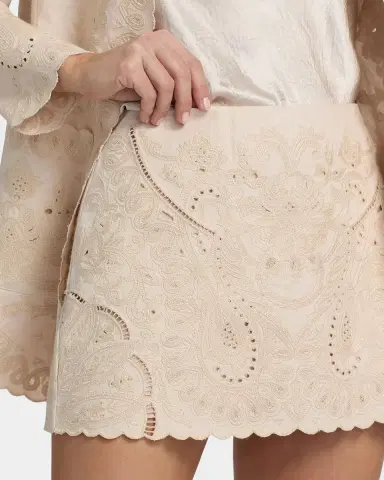 Kobi Halperin Natalie Embroidered Cotton-Linen Mini Skirt | Thumbnail 4