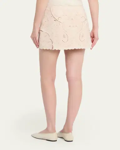 Kobi Halperin Natalie Embroidered Cotton-Linen Mini Skirt | Thumbnail 9