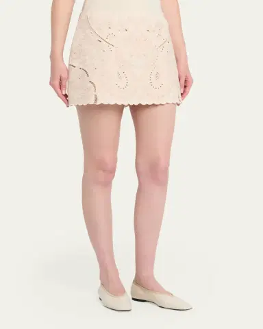 Kobi Halperin Natalie Embroidered Cotton-Linen Mini Skirt | Thumbnail 10