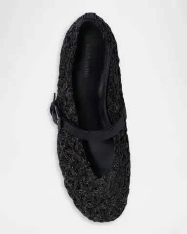 Bernardo Borden Raffia Mary Jane Ballerina Flats | Thumbnail 2 Bernardo Borden Raffia Mary Jane Ballerina Flats | Thumbnail 2