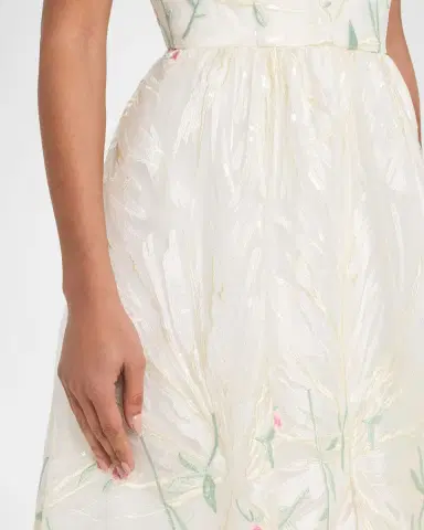 Milly Tinsley Floral-Embroidered Mesh Midi Dress | Thumbnail 5 Milly Tinsley Floral-Embroidered Mesh Midi Dress | Thumbnail 5