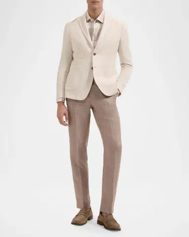 Bugatchi Men's Herringbone Cotton and Linen Two-Button Blazer | Thumbnail 2 Bugatchi Men's Herringbone Cotton and Linen Two-Button Blazer | Thumbnail 2