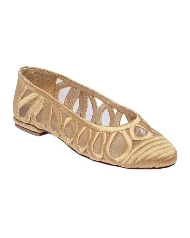 Costa Embroidered Mesh Ballerina Flats