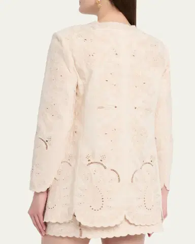 Kobi Halperin Lace Embroidered Cotton-Linen Jacket | Thumbnail 3 Kobi Halperin Lace Embroidered Cotton-Linen Jacket | Thumbnail 3