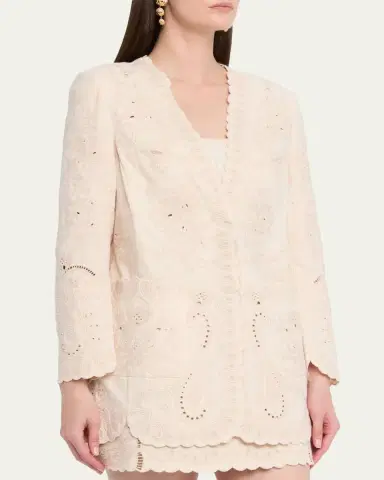Kobi Halperin Lace Embroidered Cotton-Linen Jacket | Thumbnail 4 Kobi Halperin Lace Embroidered Cotton-Linen Jacket | Thumbnail 4