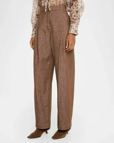 Brunello Cucinelli Sparkling Denim Pleated Straight-Leg Trousers | Thumbnail 3 Brunello Cucinelli Sparkling Denim Pleated Straight-Leg Trousers | Thumbnail 3