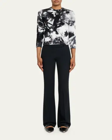 McQueen Floral Jacquard Crewneck Cardigan | Thumbnail 2