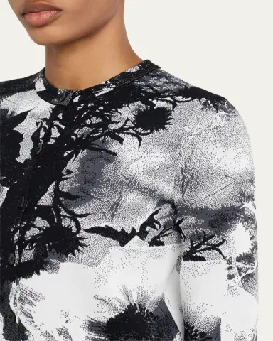McQueen Floral Jacquard Crewneck Cardigan | Thumbnail 5